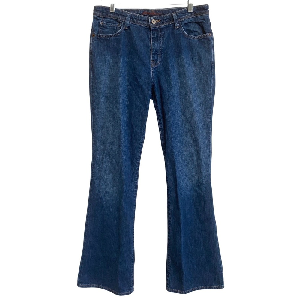 Eddie Bauer Womens Shaped Fit Flare Bootcut Jeans Dark Wash Stretch Denim 10T‎